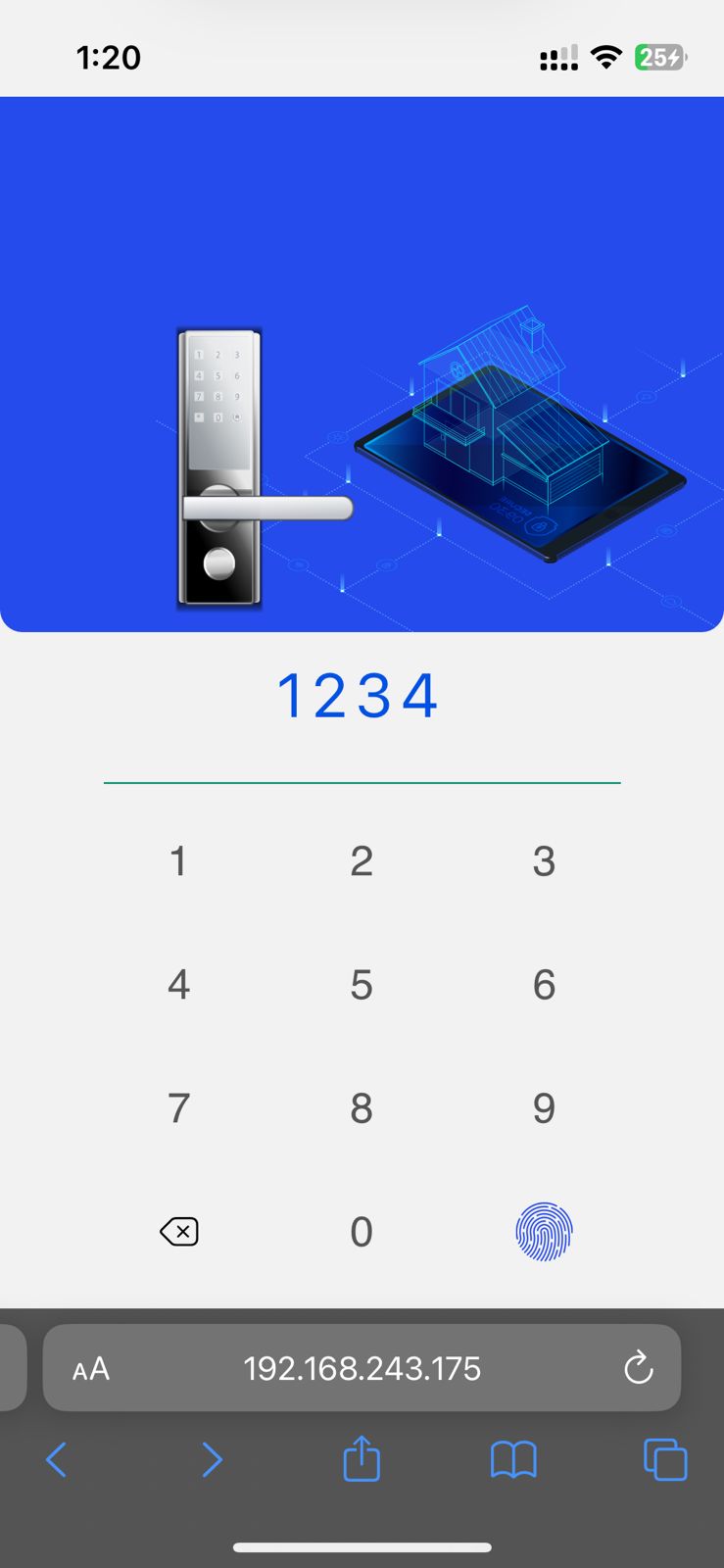 Smart home web interface, door lock control